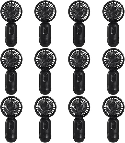 JODNO Mini Portable Fan 12 Pack, Cute Handheld Fan Battery Operated Lightweight Small Personal Fans with 3 Speeds and USB Rechargeable Eyelash Fans for Women Men Office Outdoor Travel Camping