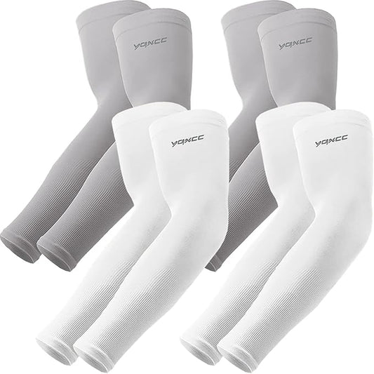 YQXCC 4 Pairs Arm Sleeves, Cooling UV Sun Protection Sports Compression Sleeves for Men Women, Golf Basketball Arm Sleeves