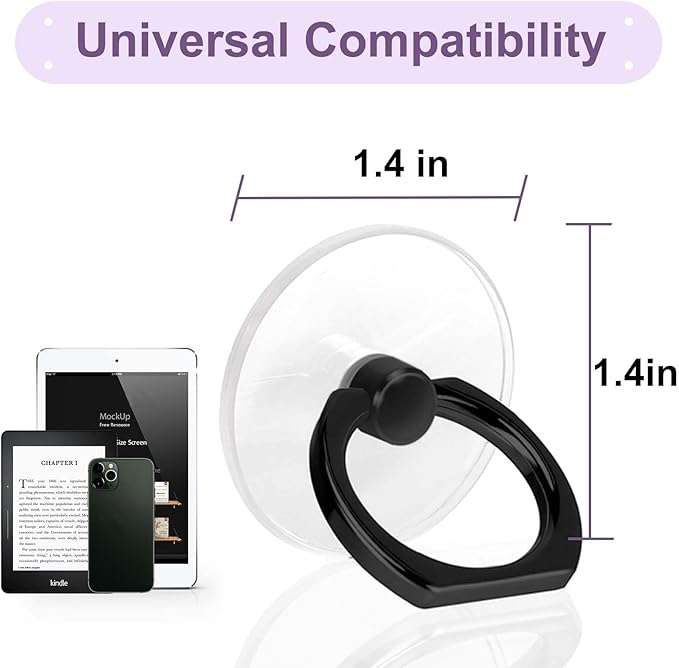 4 Pack Jsoerpay Cell Phone Ring Holder, Transparent Phone Ring 360°Rotation Finger Ring for Phone, Clear Phone Ring Finger Kickstand Compatible with Most of Phones, Tablet and Case, (2 Silver+2 Black)