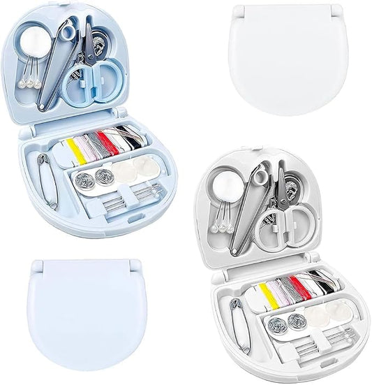 ZYMJBB 2 Mini Travel Sewing Kit Box Kit,Portable DIY Supplies Emergency Repair with Threads,Needles Scissors for Travel Home Use Beginner Friendly
