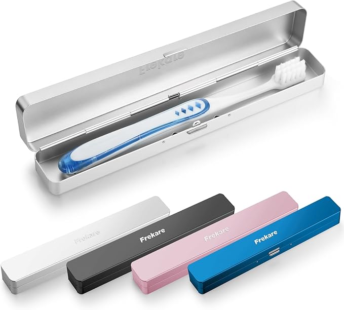 Frekare 4 Pack Toothbrush Case Aluminum, Travel Toothbrush Holder Kit Portable, Manual Toothbrush Travel Case for Bathroom, Camping, Business Trip, School Toothbrush Organizer