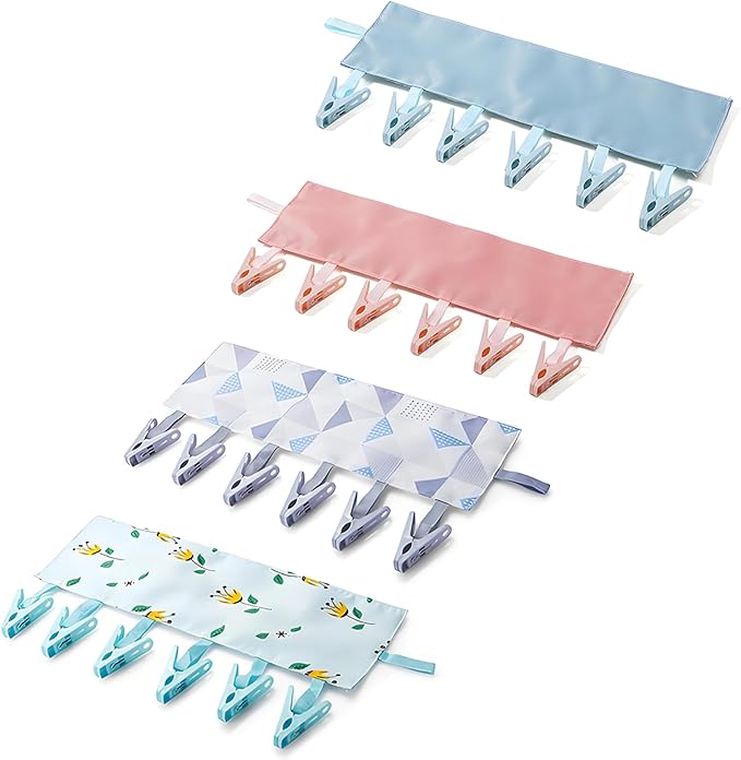 Travel Hangers Foldable with Clips, Foldable Hangers for Travel, Travels Swimsuit Drying Rack for Suitcase, Portable Travels Bathing Suit Hanger for Socks Underwear Towels Swimwear (Multicolor C)