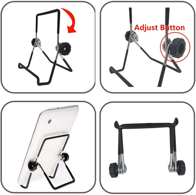 VOVIGGOL Adjustable Tablet Stand Holder, Non-Slip Foldable Holder Cradle Fit for 9-12.9" Tablets, iPad, Samsung and Kindle Fire, Display Stands Picture Frame Stand for Photos (Large Black)