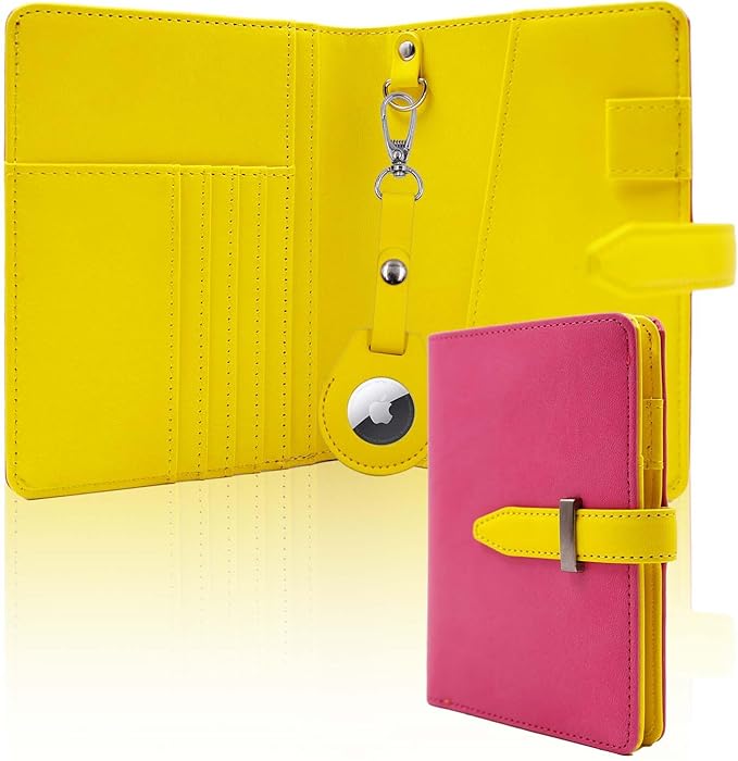 Passport wallets, Mulit-purpose RFID Blocking Passport Holder AirTag Wallet, Travel Wallet（Pink）