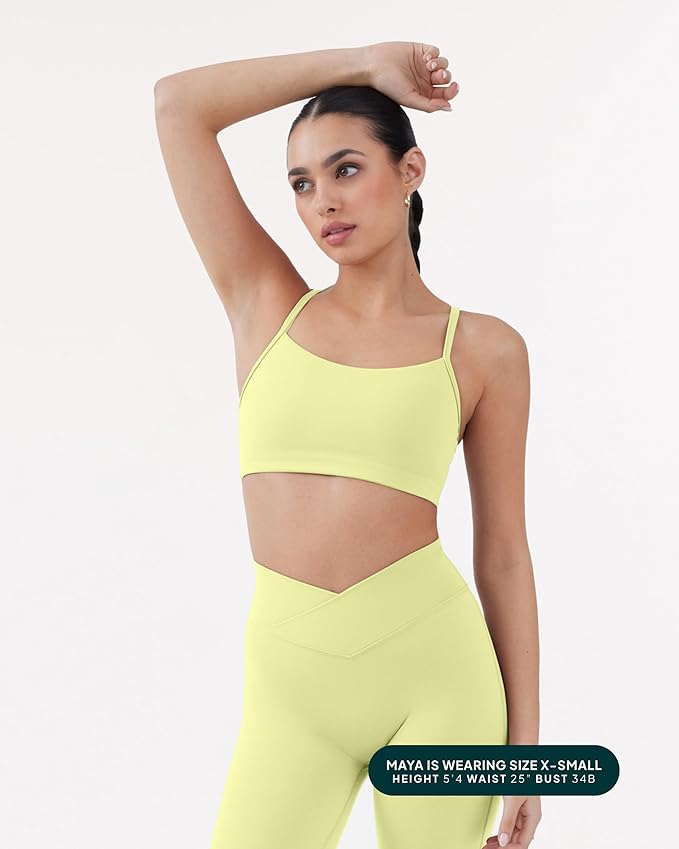 PAVOI ACTIVE Yoga Racerback Bras for Women - Buttery Soft Low Support Scoop Neck Y-Back Thin Strap Sports Bra - FlexFlow