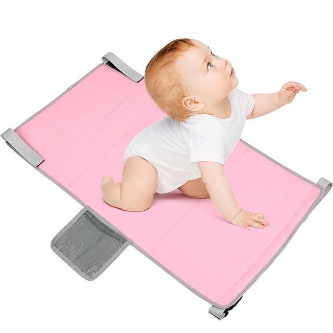 Cabilock Airplane Bed and Seat Extender for Kids Portable Plane Footrest Travel Accessory for Comfortable Flights Soft Travel for Children Pink