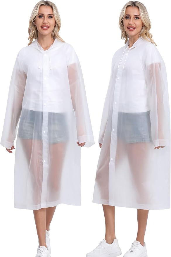 2PCS Rain Ponchos for Adults Reusable Rain Coats for Adults Rain Jackets Raincoats for Men Women