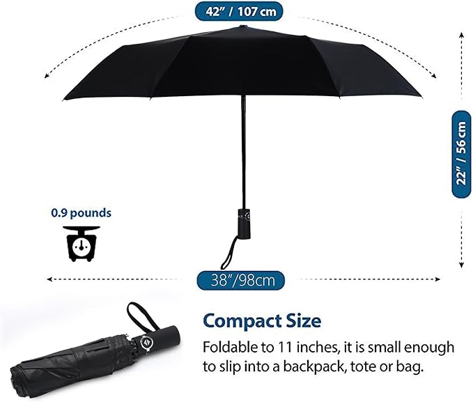 SY COMPACT Travel Umbrella for Rain, Windproof Automatic Compact Umbrella, UV Sun Protection, Lightweight Waterproof Travel Size for Backpack & Car, Factory Direct
