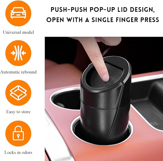 Car Trash Can with Lid, Portable Leakproof Auto Cup Holder Door Garbage Container, Multipurpose Waterproof Mini Cup Holder Trash Can Interior Organizer for Car Home Office (Light Blue)