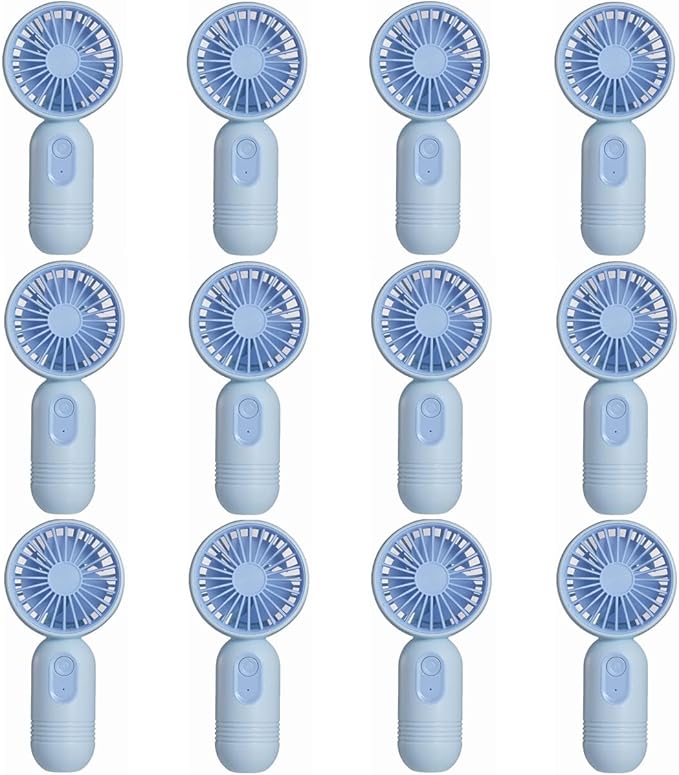 Mini Portable Fan 12 Pack, Cute Handheld Battery Operated Lightweight Small Personal Fans with 3 Speeds and USB Rechargeable Eyelash Fan for Stylish Girl Kids Women Men Office Outdoor Travel Camping