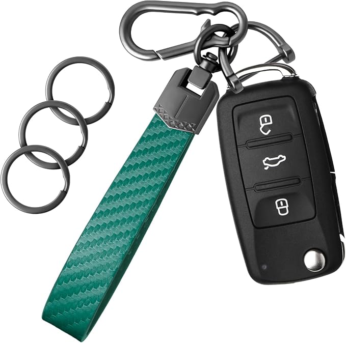 OHKYOOT Leather Car Keychain,Carabiner Clip Key Fob Keychain for Home Car Keys Women Men