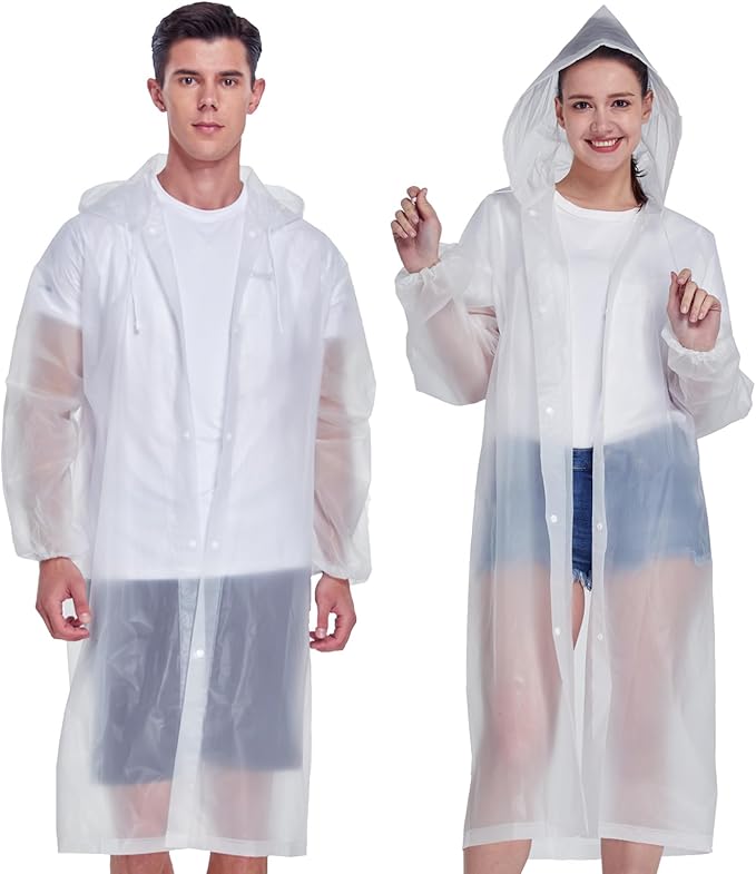 YDYJKI 2 Pack Waterproof Rain Ponchos for Adults-Reusable Emergency Raincoats with Hoodand Drawstring -Lightweight Ponchos