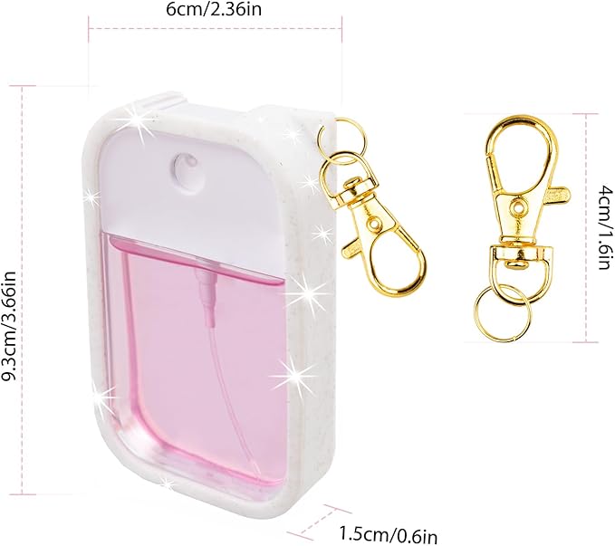 TERPINK Silicone Case Compatible with Touchland Hand Sanitizer Spray, Protective Case with Keychain for Power Mist and Glow Mist 1 fl oz, Hand Sanitizer Spray Accessory (Glitter Sequin White)