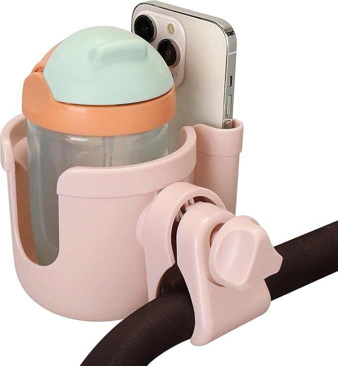 Accmor Stroller Cup Holder with Phone Holder, Bike Cup Holder, Universal Cup Holder for Uppababy Nuna Doona Strollers, 2-in-1 Cup Holder for Walker, Wheelchair, Scooter