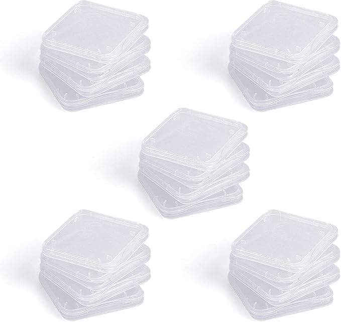 SD Card Holder, WOVTE Plastic SD MMC SDHC PRO Duo Memory Card case Holder Jewelery Case Transparent White Pack of 20