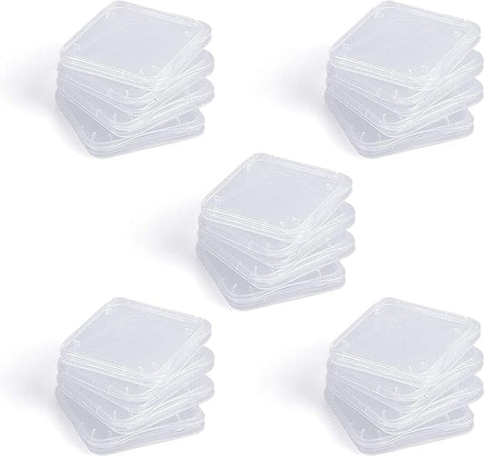 SD Card Holder, WOVTE Plastic SD MMC SDHC PRO Duo Memory Card case Holder Jewelery Case Transparent White Pack of 20