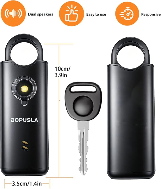 Personal Safety Alarm for Women, Elderly & Kids, 135dB Loud Siren with SOS Strobe Light, USB-C Rechargeable Self-Defense Keychain, Cute Portable Security Alarm (Silver)