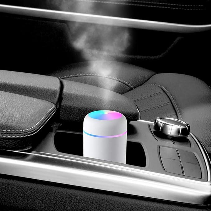 Portable Mini Humidifier, 300ml with Colorful LED Night Light, USB Personal Desktop Humidifier for Car Office Home Travel, Auto Shut-Off, 2 Mist Modes, Super Quiet(white)