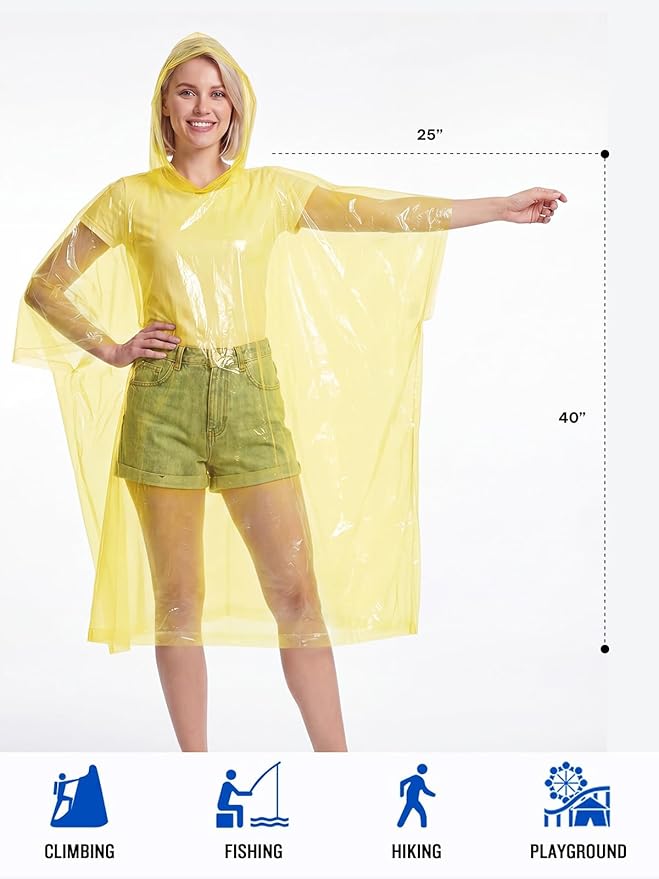 SaphiRose Disposable Rain Ponchos Emergency Clear Poncho