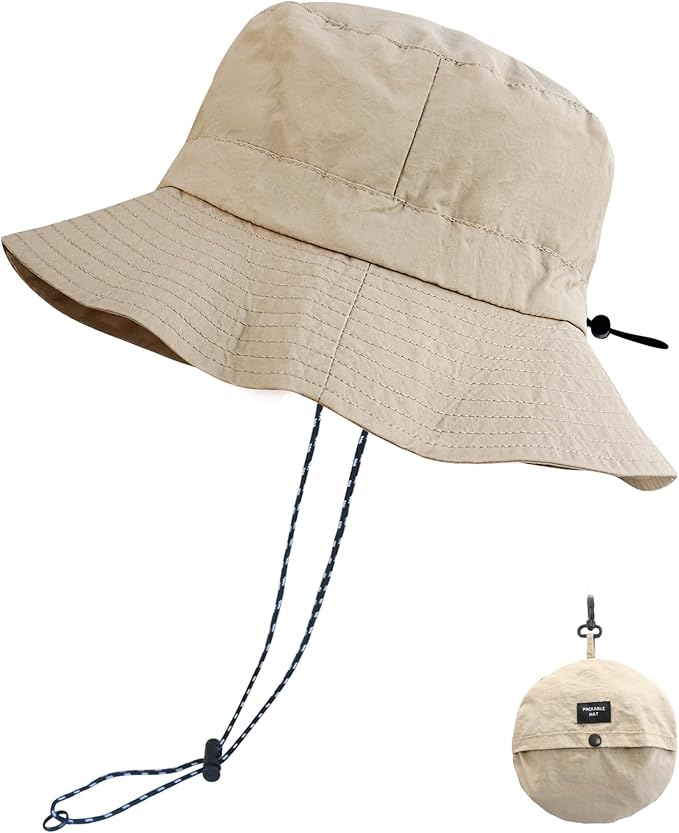 PFFY Packable Sun Bucket Hat for Men Women Outdoor UV Protection Sun Hats Waterproof Lightweight Hiking Outdoor Cap