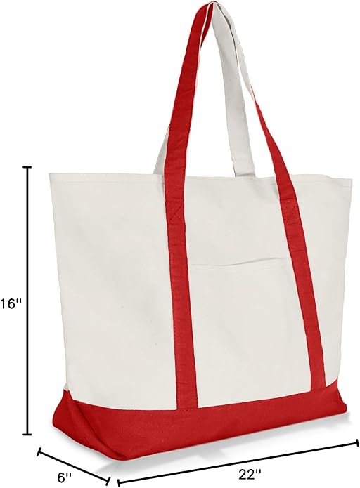 22" Heavy Duty Cotton Canvas Tote Bag (Zippered)
