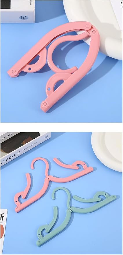 Portable Travel Hangers, Foldable Clothes Drying Rack, 6 Pack | Pastel Green, Pink, Blue, Collapsible Design, Cruise Ship, Plastic Material