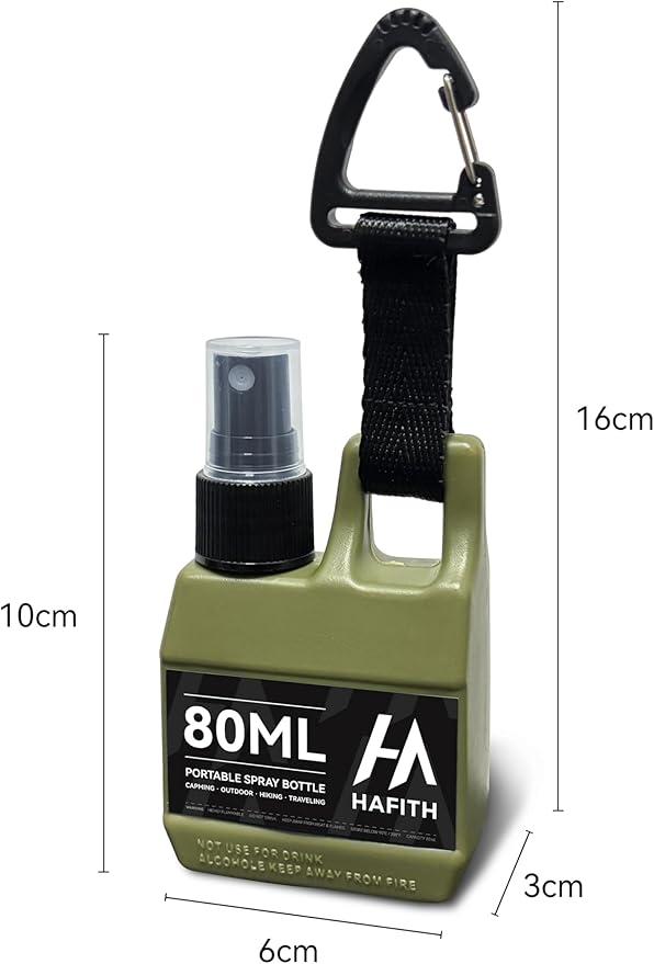 4 Pack Mini Spray Bottles with Hanging Buckle, 2.7oz/80ml, Fine Mist Mini Empty, Travel Spray Bottles, Leak Proof, With 2 Pack Survival Paracord Bracelet, Perfect for Camping, Hiking, Fishing