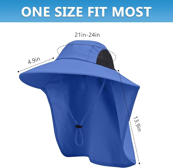 Sun Hat for Men Women with Neck Flap,UPF 50+ UV Protective Hiking Fishing Hats,Wide Brim Sun Hat for Women&Men