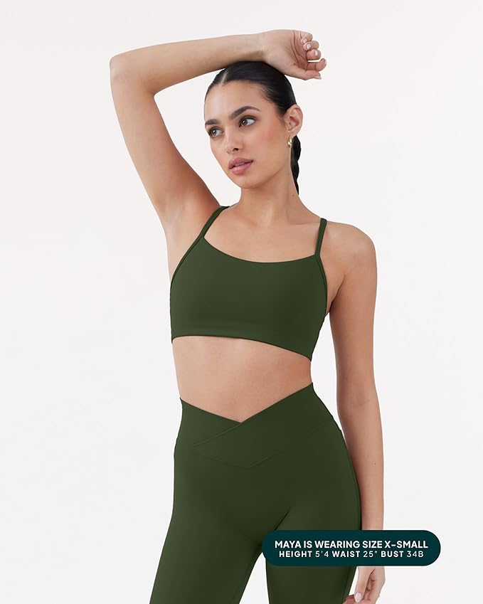 PAVOI ACTIVE Yoga Racerback Bras for Women - Buttery Soft Low Support Scoop Neck Y-Back Thin Strap Sports Bra - FlexFlow