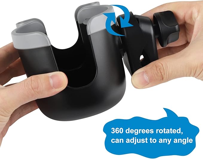 Accmor Stroller Cup Holder with Phone Holder, Bike Cup Holder, Universal Cup Holder for Uppababy Nuna Doona Strollers, 2-in-1 Cup Holder for Walker, Wheelchair, Scooter