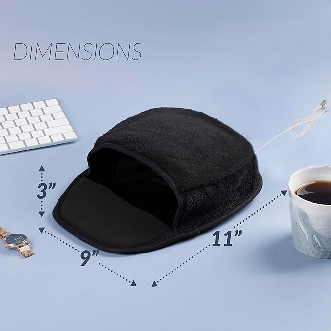USB Heated Mouse Pad Hand Warmer Ergonomic Heating Gaming Mouse Pad Mat with Wrist Rest for Office Home Computer Laptop Non-Slip Rubber Small Desk Mousepad Christmas Winter Warm Gift
