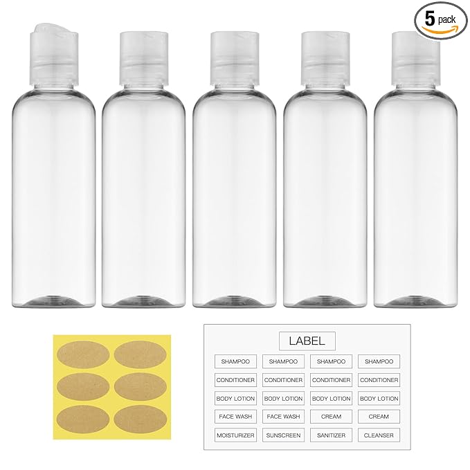 Travel Bottles for Toiletries 3.4 oz - Travel Size Containers for Shampoo Plastic - Small Empty Lotion Squeeze Bottle for Liquid TSA Approved - Leak Proof Mini Conditioner Refillable Clear 100ml