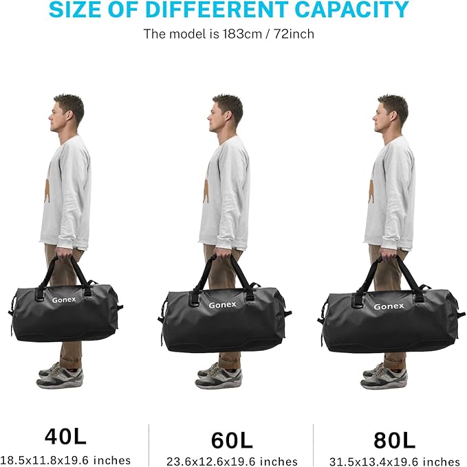 Gonex Extra Large Waterproof Duffle Travel Dry Duffel Bag Heavy Duty Bag with Durable Straps & Handles for Kayaking Paddleboarding Boating Rafting Fishing