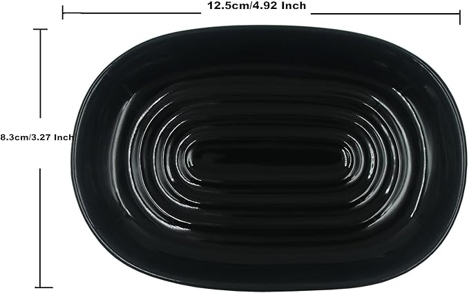 Ceramic Soap Dish,Oval Shaped Soap Holder, Sponge Holder,Jewelry Holder, for Bathroom,Kitchen Sink (Black)