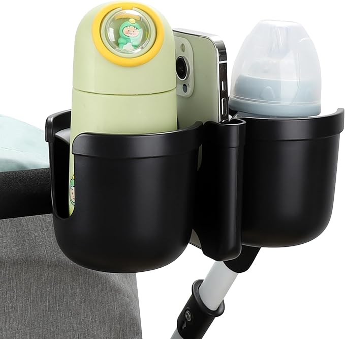 Accmor Stroller Cup Holder with Phone Holder, Bike Cup Holder, Universal Cup Holder for Uppababy Nuna Doona Strollers, 2-in-1 Cup Holder for Walker, Wheelchair, Scooter