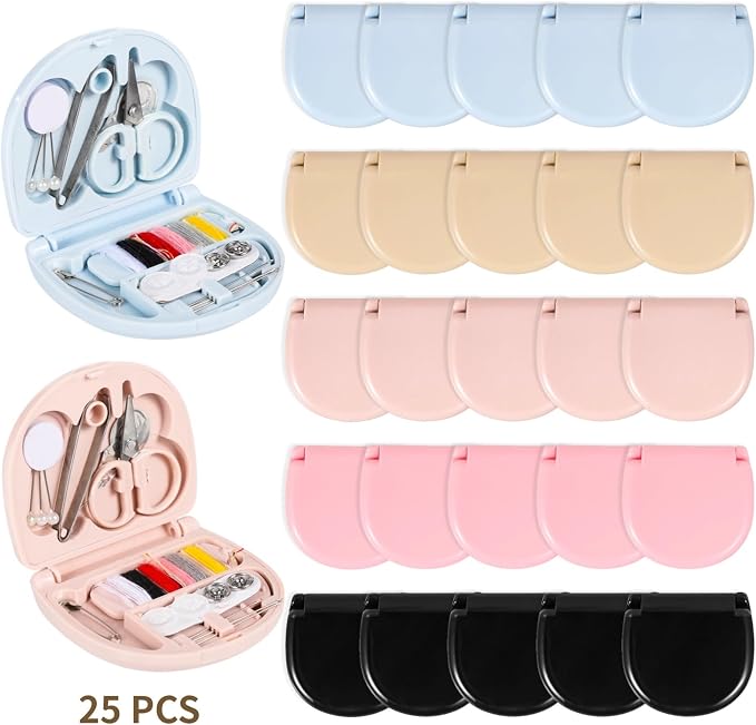 25 PCS Mini Travel Sewing Kits - Basic Portable Emergency Sewing Repair Kit, Including Threads Scissors Hand Sewing Needles for Beginner Traveler Sewing Lovers