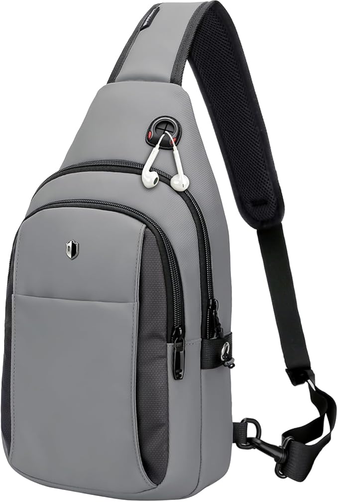 Anti-Theft Sling Bag for Men&Women, Water Resistant Lightweight Crossbody Bag Small Backpack, Built-in Audio Port, Reversible Strap, Travel Hiking Chest Daypack Fits 11 inch iPad & Switch 2