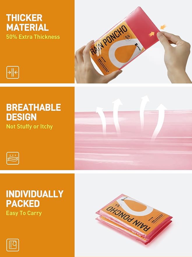 SaphiRose Disposable Rain Ponchos Emergency Clear Poncho
