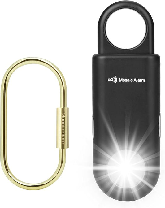 Rechargeable 135 dB Personal Alarm for Women 2-in-1 Flashlight Ultra-Bright Strobe Light. Students Kids Safety SOS Keychain Siren. Loud Emergency Hiking Bear Alerts Long Battery Life. Black