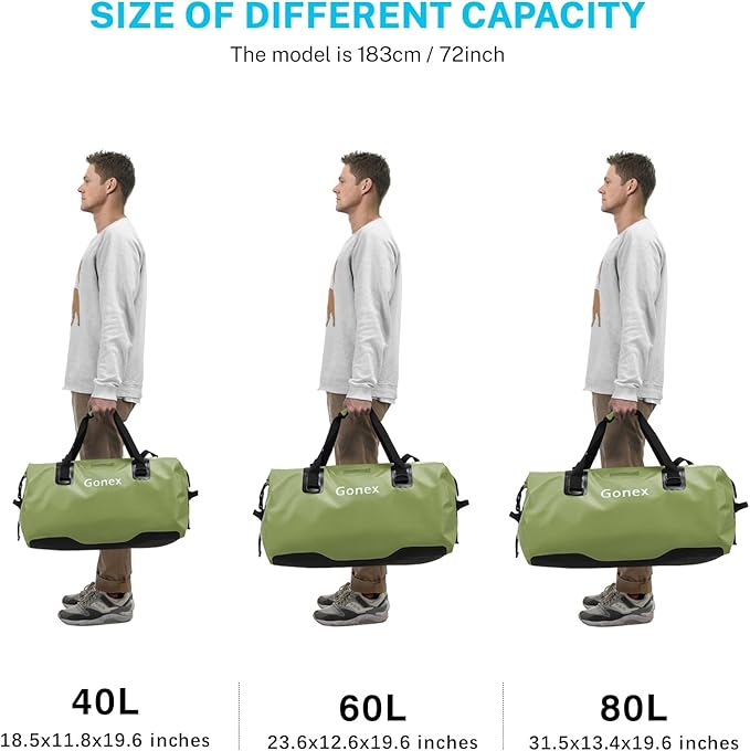 Gonex Extra Large Waterproof Duffle Travel Dry Duffel Bag Heavy Duty Bag with Durable Straps & Handles for Kayaking Paddleboarding Boating Rafting Fishing