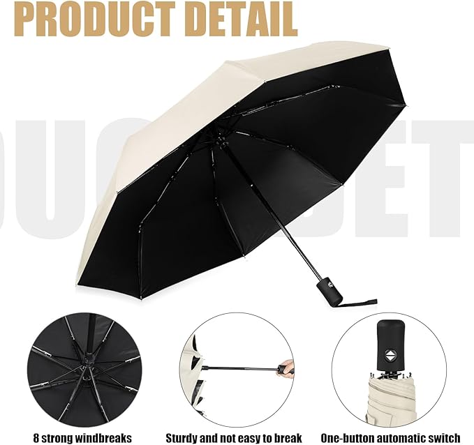 Jexine 6 Pcs Windproof Travel Umbrella for Rain Compact Small Automatic Lightweight Portable Umbrella for Men Women Backpack