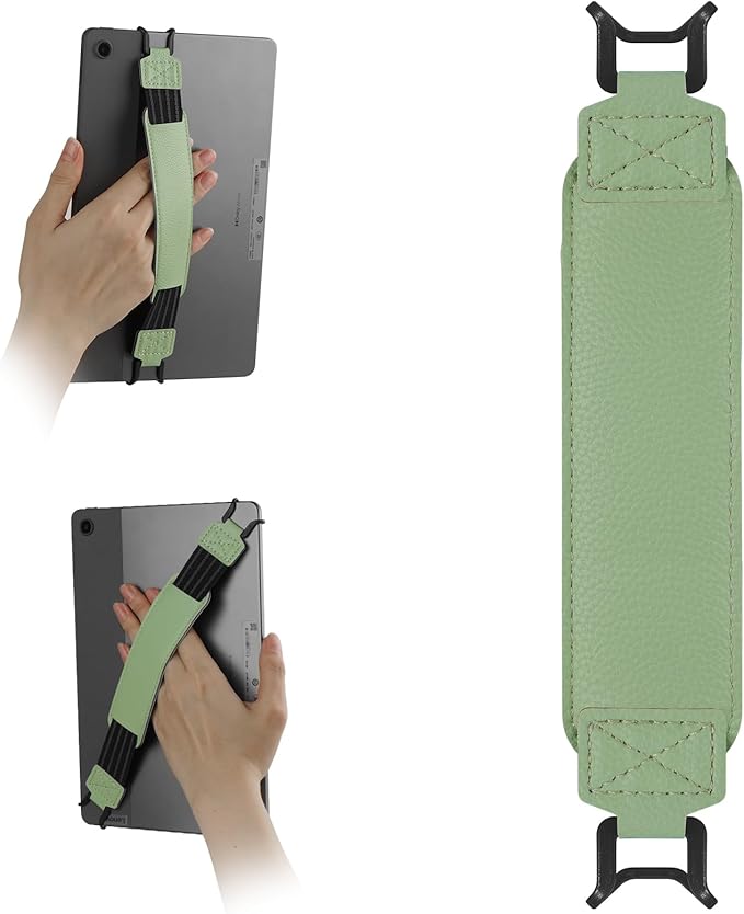 HoYiXi Soft Hand Strap for 9-11 Inch eReaders & Fire Tablet Compatible with Fire HD 10/iPad 9.7 /iPad mini/Galaxy Tab A8 A9/Huawei Lightweight Black High-Elasticity Finger Grip Holder -Green