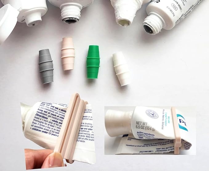 Travel-Size Toothpaste Refill Adapters & Squeezer Set, 6PCS/Pack, Compatible with Colgate, Crest, & Sensodyne Toothpaste
