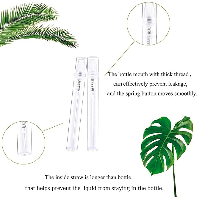 Mini Spray Bottles 70PCS 5ML Clear Plastic Empty Sample Containers Fine Mist Perfume Travel Refillable Spray Bottle Perfume Atomizer Small Travel Size Spray Bottle for Cleaning, Essential Oils