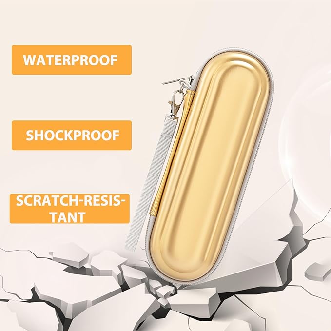 Toothbrush Travel Case for Oral B/Oral-B Pro 1000 1500 5000 7000 & Philips Sonicare 4100 1100 5300 5100 6100/iO Electric Toothbrush, Hard Protective Storage Bag (Dazzling gold)