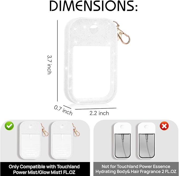 Silicone Case Compatible with Touchland Hand Sanitizer Spray, Protective Case for Spray 1FL. OZ (Sparkling White, Blush Beige(2PCS))