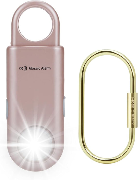 135dB Rechargeable Personal Safety Alarm Strobe Light Flashlight Keychain Siren for Women, College School Students Emergency SOS Alerts Loud Sound Torchlight Hiking Alarm Bear Deterrent. Rose Gold