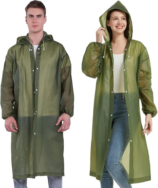 YDYJKI 2 Pack Waterproof Rain Ponchos for Adults-Reusable Emergency Raincoats with Hoodand Drawstring -Lightweight Ponchos