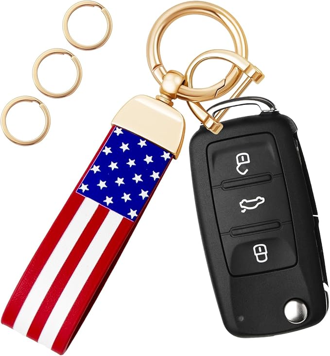 OHKYOOT Leather Car Keychain,Carabiner Clip Key Fob Keychain for Home Car Keys Women Men