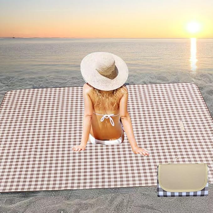 PUPOPIK Picnic Beach Blanket, Picnic Mat 80x60in Waterproof Foldable, Family Mat, Portable Large Picnic Blankets for Travel, Hiking, Music Festival